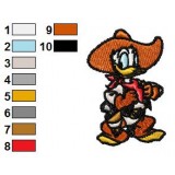 Donald Duck Cowboy Embroidery Design